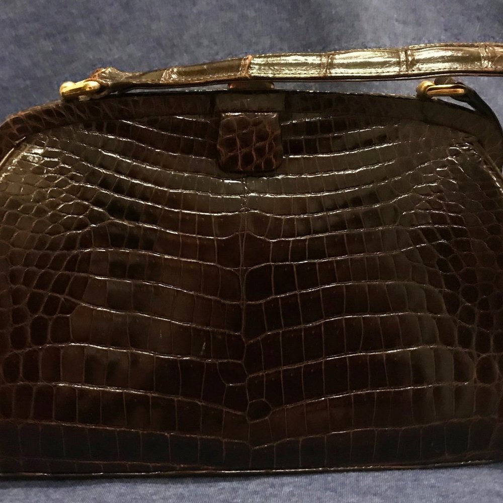 1940's vintage Saks Fifth Ave croc purse
